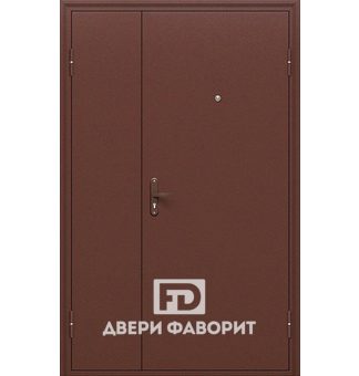 двустворчатая дверь с цинкогрунтом для подъезда, укомплектована замком и глазком