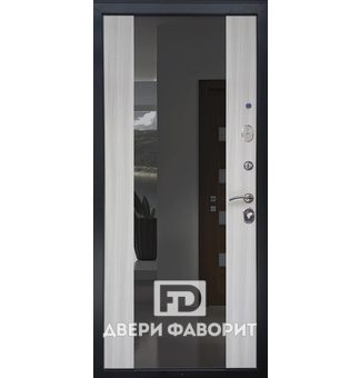 металлическая дверь с терморазрывом и зеркалом, отделка экошпон