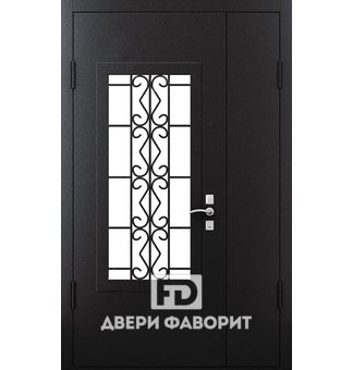 Двухстворчатая дверь с ковкой и терморазрывом