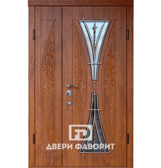 Двустворчатая металлическая дверь с ковкой и терморазрывом