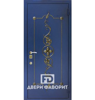 Входная дверь с декоративной ковкой, порошковый окрас